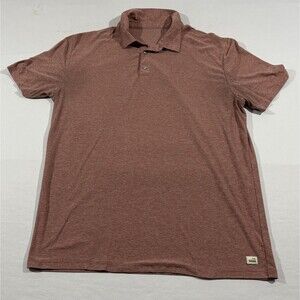 Vuori Mens Strato Tech Polo Shirt Short Sleeve Athletic Red Poly Stretch Sz L